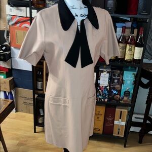 Gracia Beige and Black  faux leather Mini Dress